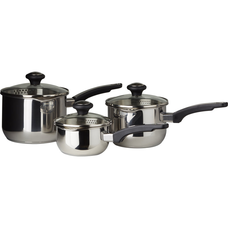 Prestige Everyday Straining 3 Piece Stainless Steel Induction Non Stick